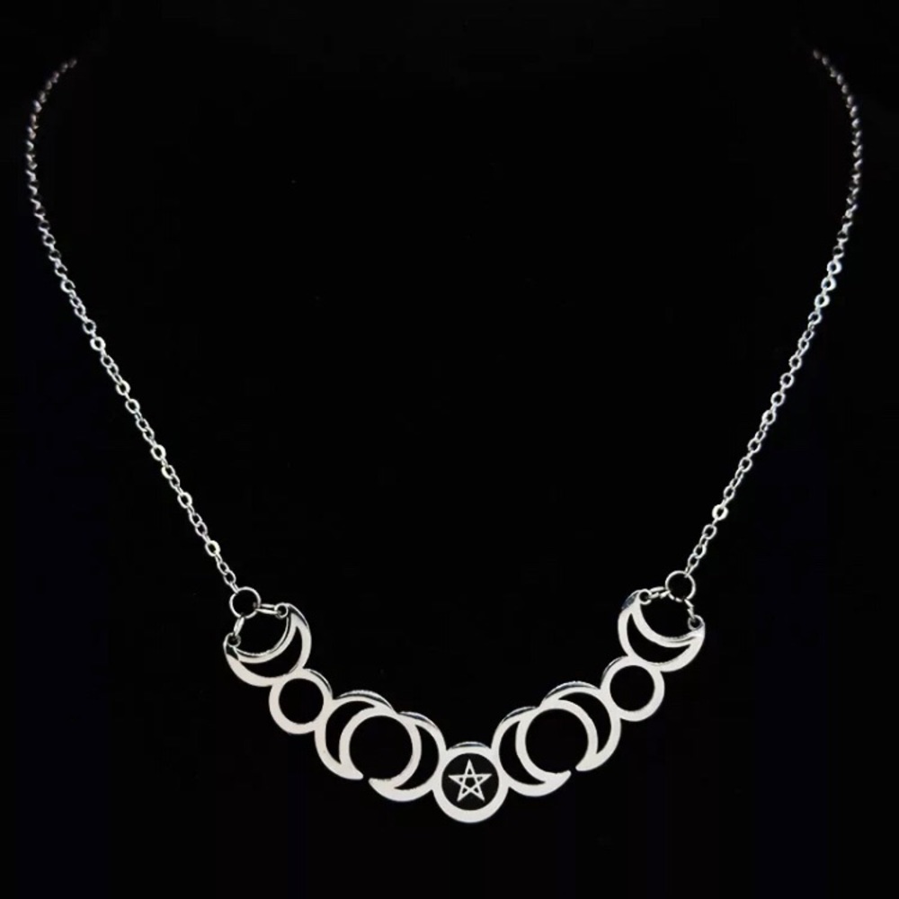 Dainty Punk Sun Moon Stainless Steel Necklace
